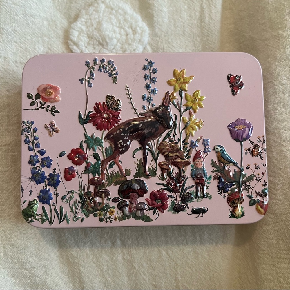 Floral and Animal Embossed Pink Tin